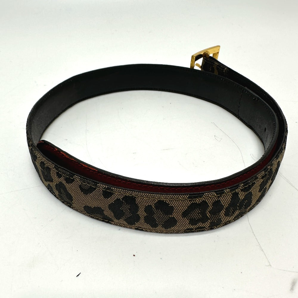 FENDI Leopard Print Belt in Canvas/Leather, Women's, Brown/Red