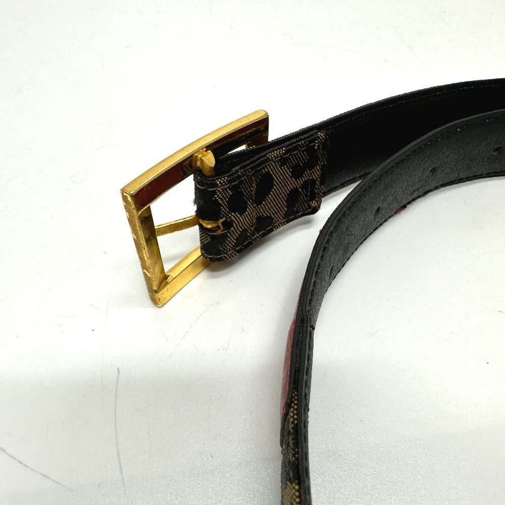FENDI Leopard Print Belt in Canvas/Leather, Women's, Brown/Red