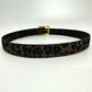 FENDI Leopard Print Belt in Canvas/Leather, Women's, Brown/Red