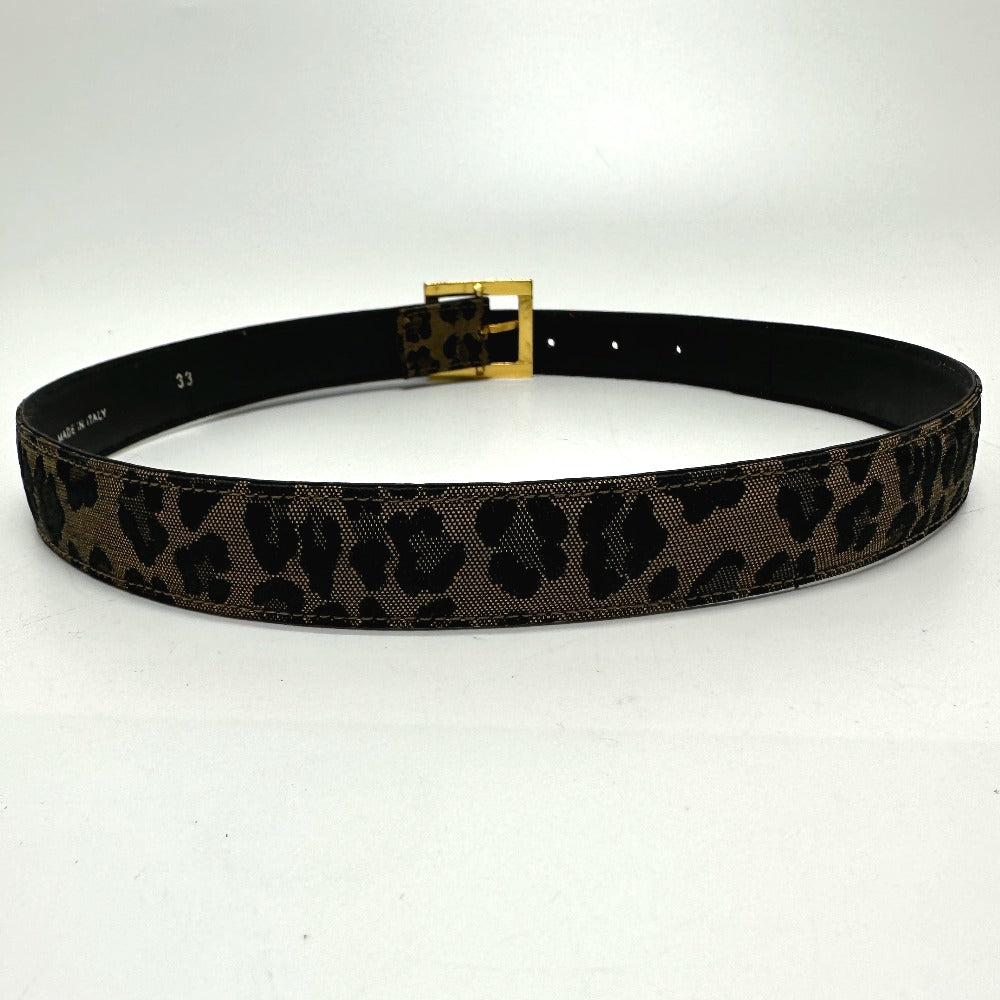 FENDI Leopard Print Belt in Canvas/Leather, Women's, Brown/Red
