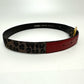 FENDI Leopard Print Belt in Canvas/Leather, Women's, Brown/Red