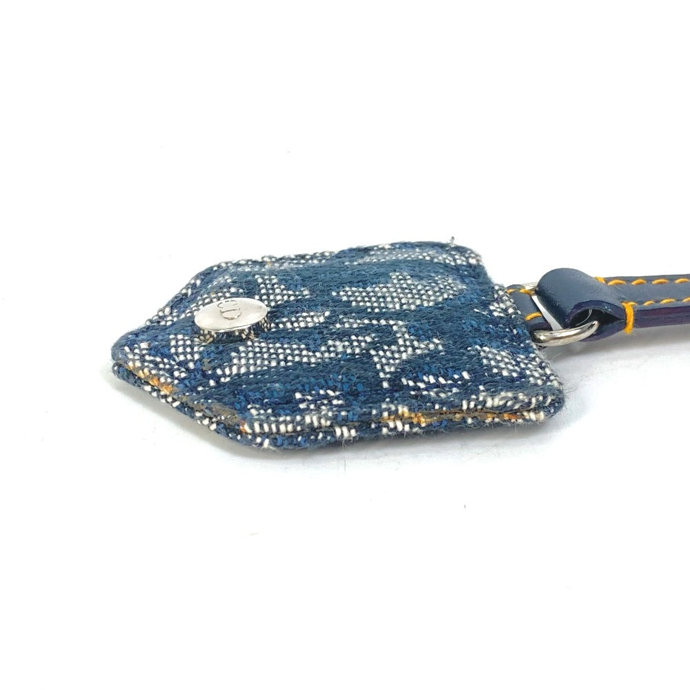 Dior Trotter CD Logo Keychain Bag Charm Key Ring Charm Canvas/Leather Women's Navy