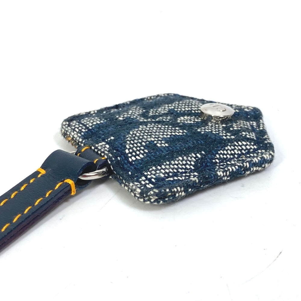 Dior Trotter CD Logo Keychain Bag Charm Key Ring Charm Canvas/Leather Women's Navy