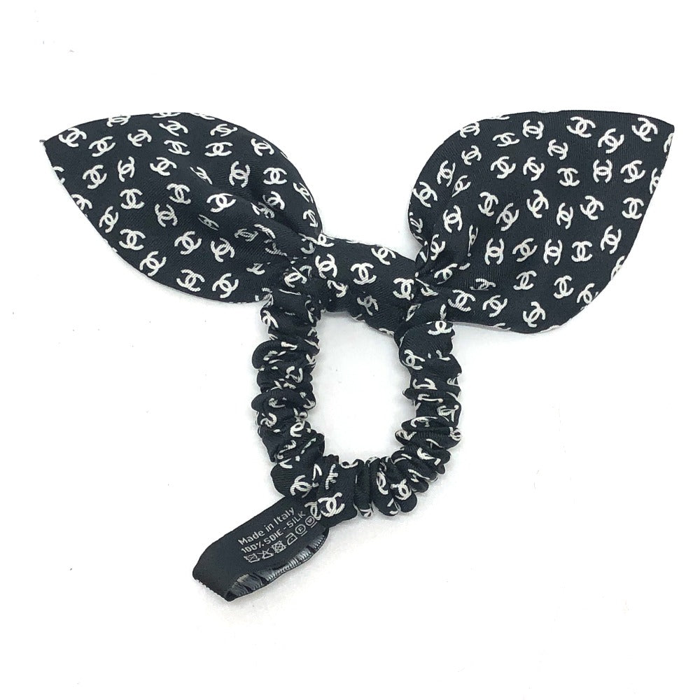 CHANEL Ribbon Coco Mark Hair Accessory, 23 Pieces, Silk Scrunchie, Women's, Black and White
