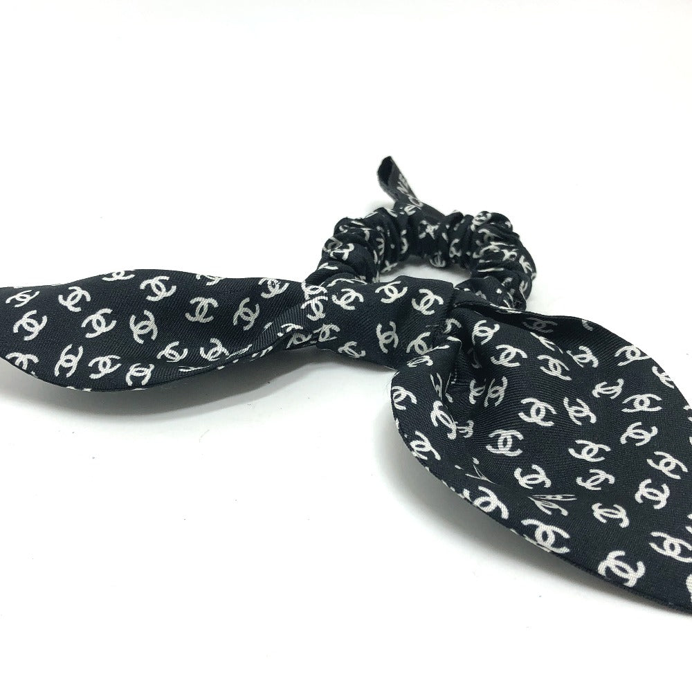 CHANEL Ribbon Coco Mark Hair Accessory, 23 Pieces, Silk Scrunchie, Women's, Black and White