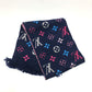 LOUIS VUITTON M70899 Monogram Echarpe Logomania Rainbow Wool Scarf for Women in Navy and Pink