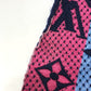 LOUIS VUITTON M70899 Monogram Echarpe Logomania Rainbow Wool Scarf for Women in Navy and Pink