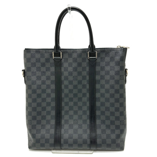 LOUIS VUITTON N40000 Damier Graphite Anton Tote Bag in Damier Graphite Canvas, Men's, Black