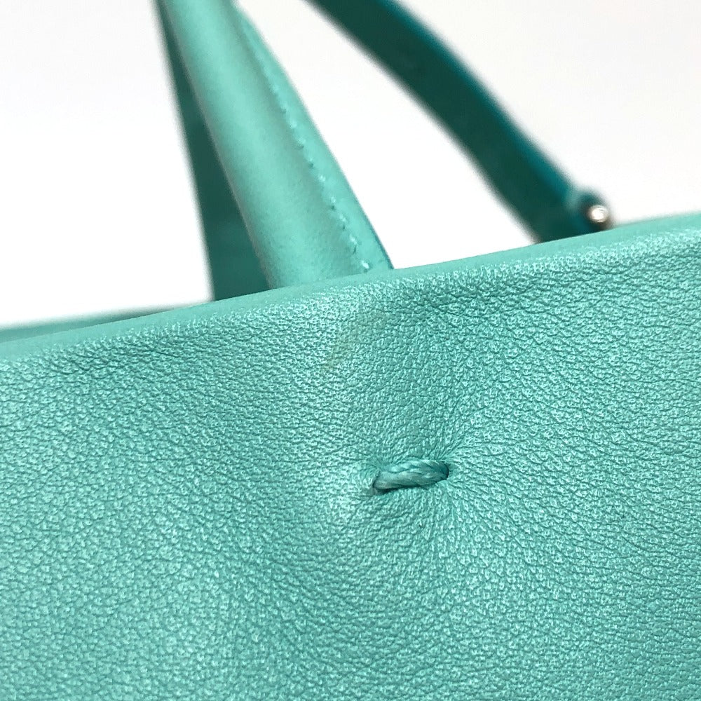 TIFFANY &amp; Co. Cat Street Small Shopping Tote, 2-Way Bag, Shoulder Bag, Handbag, Crossbody Bag, Leather, Women's, Blue