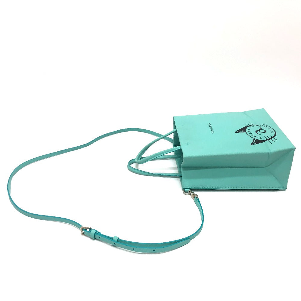 TIFFANY &amp; Co. Cat Street Small Shopping Tote, 2-Way Bag, Shoulder Bag, Handbag, Crossbody Bag, Leather, Women's, Blue