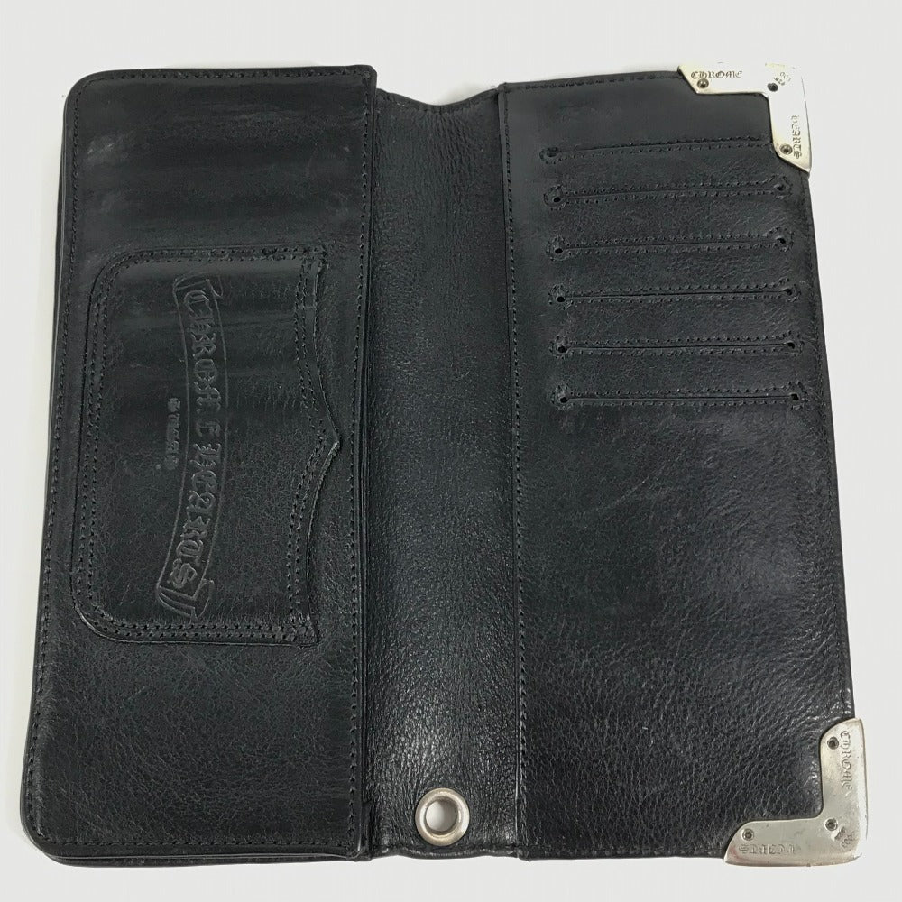 CHROME HEARTS Single Fold LNG SNGL FLD TIPS Bifold Long Wallet Long Wallet Leather Unisex Black