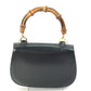 GUCCI 000 1951 Turnlock Old Gucci Bamboo Top Handle Handbag in Black Leather