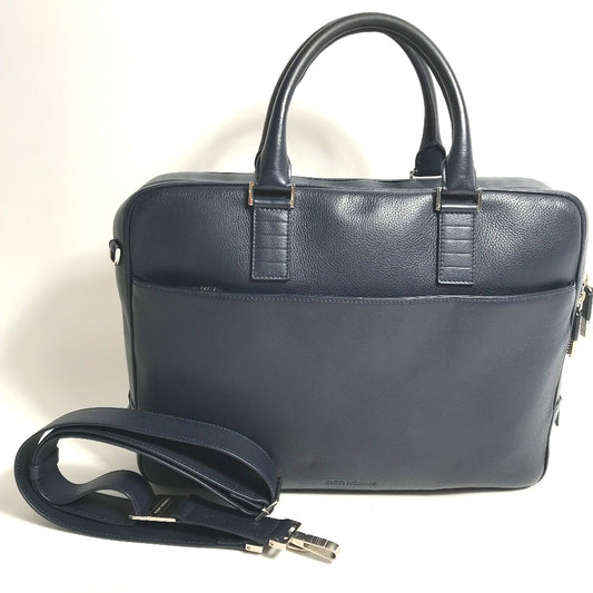 DIOR HOMME Crossbody Briefcase, 2-Way Bag, Shoulder Bag, Handbag, Business Bag, Leather, Men's, Navy