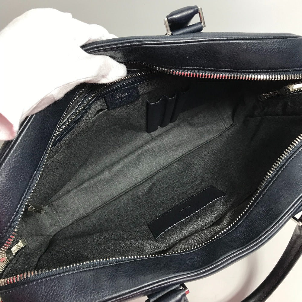 DIOR HOMME Crossbody Briefcase, 2-Way Bag, Shoulder Bag, Handbag, Business Bag, Leather, Men's, Navy