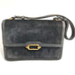 HERMES Vintage Fons Belle 24 Shoulder Bag, Suede, Women's, Gray/Navy