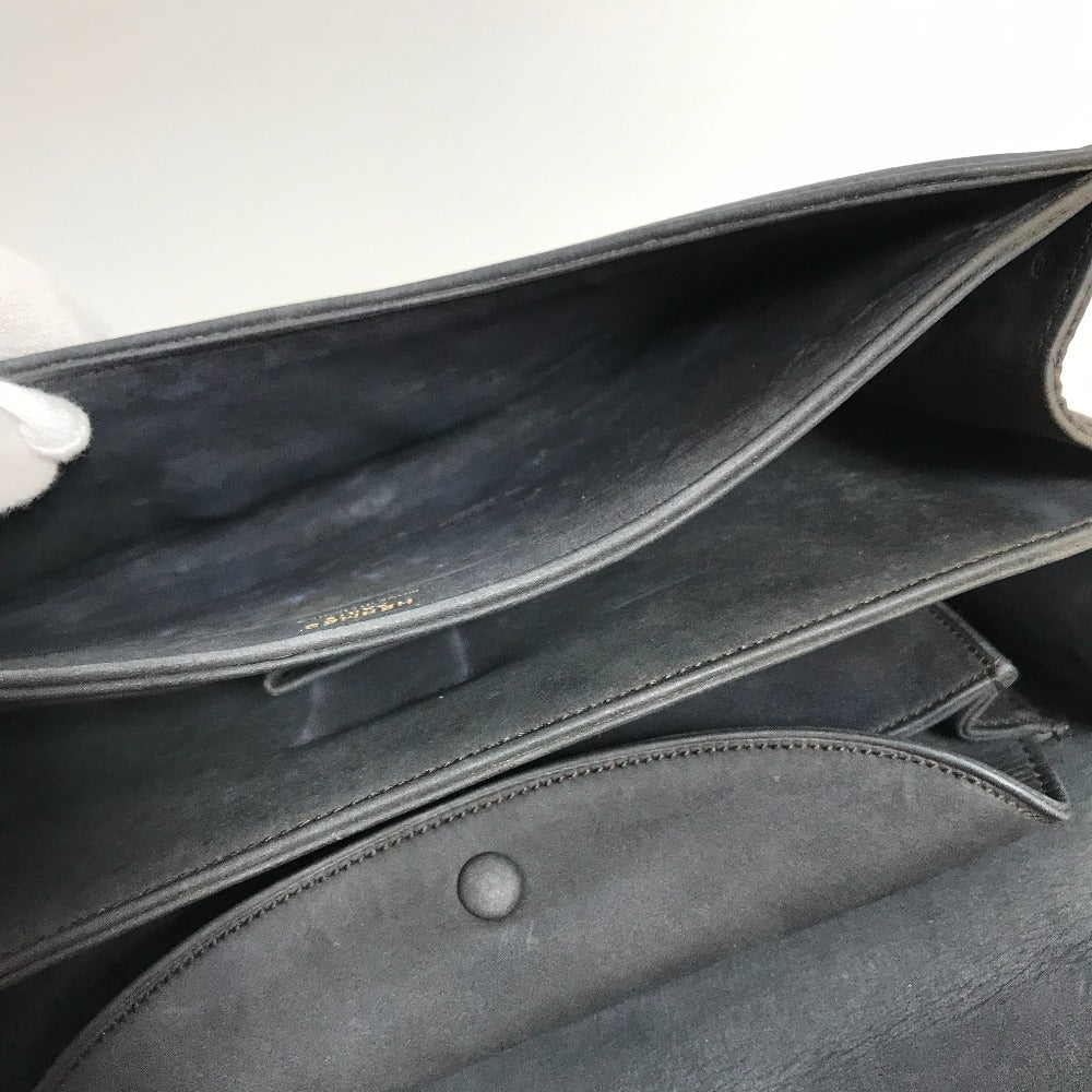 HERMES Vintage Fons Belle 24 Shoulder Bag, Suede, Women's, Gray/Navy