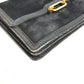 HERMES Vintage Fons Belle 24 Shoulder Bag, Suede, Women's, Gray/Navy