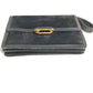 HERMES Vintage Fons Belle 24 Shoulder Bag, Suede, Women's, Gray/Navy