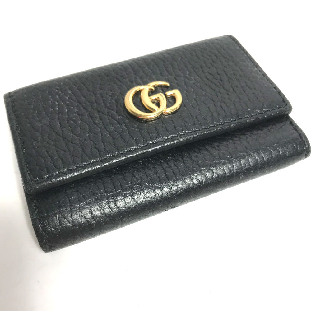 GUCCI 456118 GG Marmont 6-Key Leather Key Case, Women's, Black