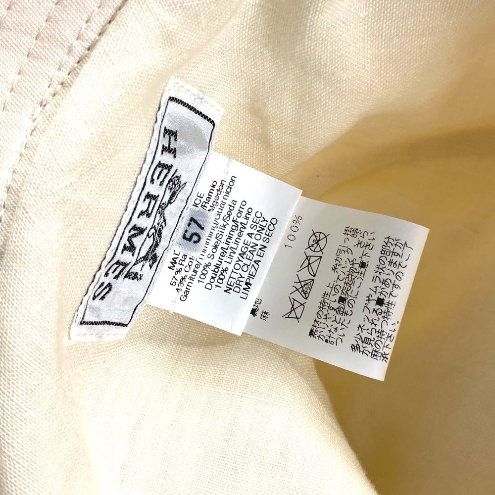 HERMES バイカラー ハット帽 帽子 バケットハット ボブハット ハット コットン レディース ブラウン/アイボリー系