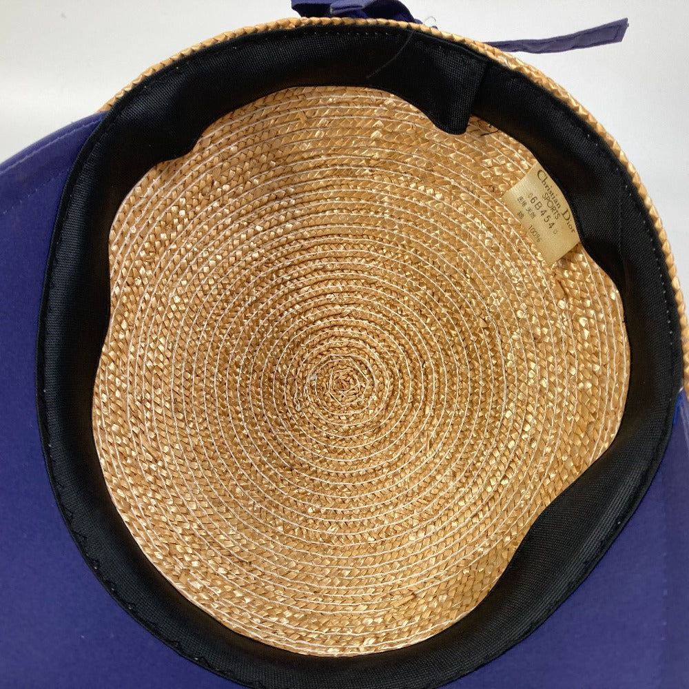 Dior Women's Cotton Straw Sports Cap with Ribbon, Navy/Beige