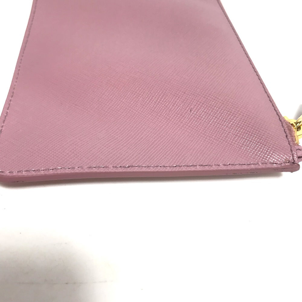 PRADA ロゴ メイクポーチ 化粧 フラットポーチ ポーチ サフィアーノレザ－ レディース ピンク系