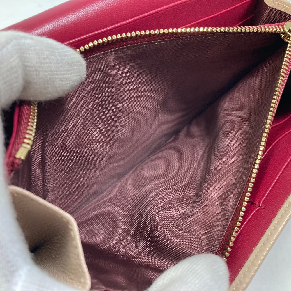 BVLGARI Bvlgari Logo Clip Bifold Wallet Leather Women's Light Pink