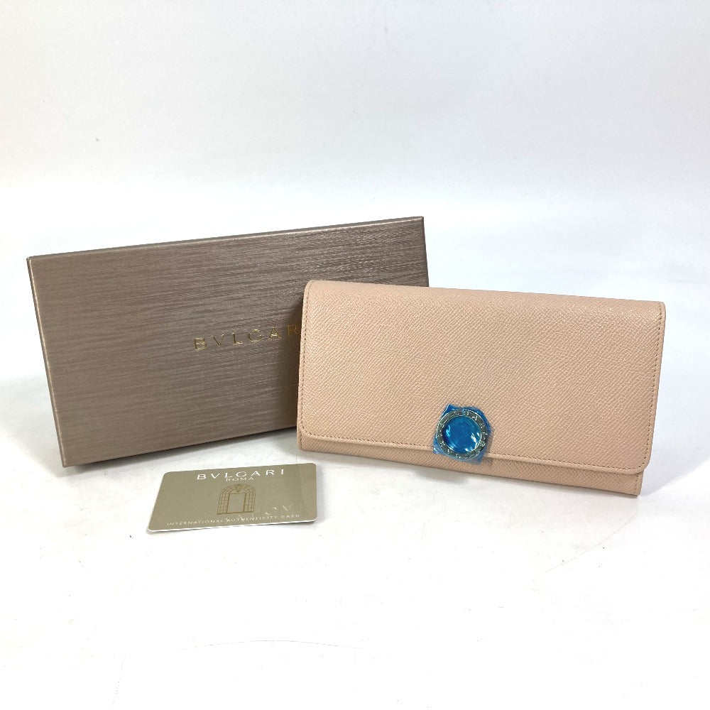 BVLGARI Bvlgari Logo Clip Bifold Wallet Leather Women's Light Pink