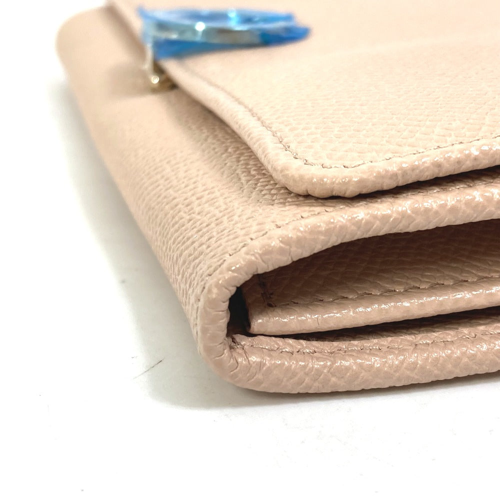 BVLGARI Bvlgari Logo Clip Bifold Wallet Leather Women's Light Pink