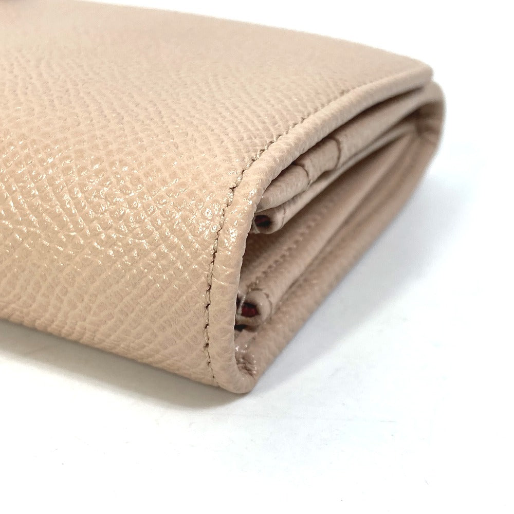 BVLGARI Bvlgari Logo Clip Bifold Wallet Leather Women's Light Pink