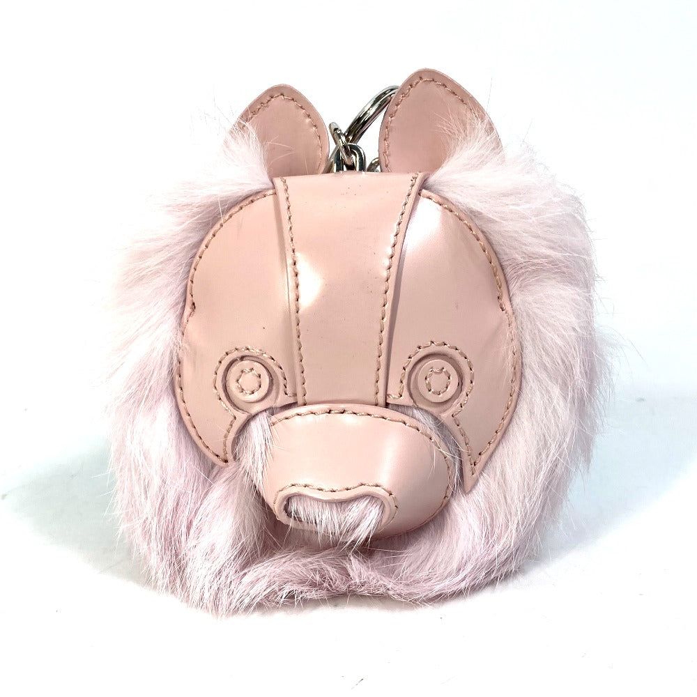Dior Cookie Dog Animal Bag Charm Carabiner Keychain Leather Unisex Pink
