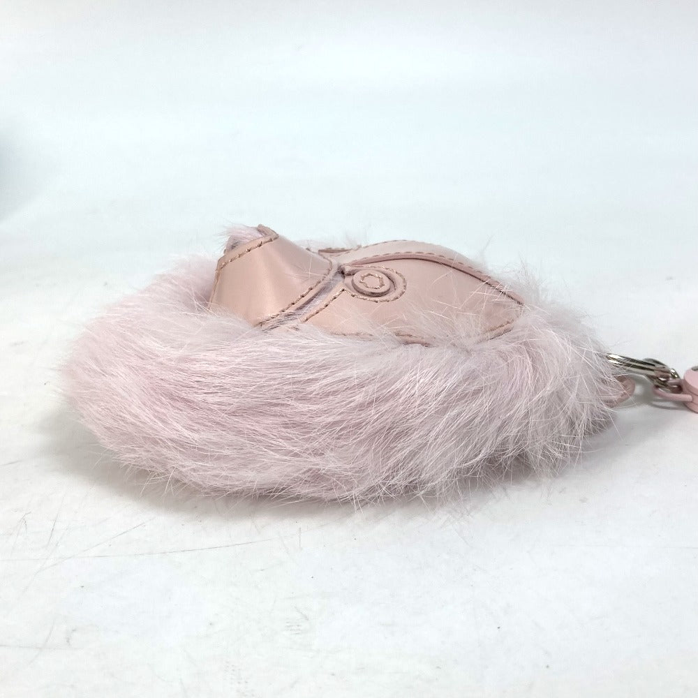 Dior Cookie Dog Animal Bag Charm Carabiner Keychain Leather Unisex Pink