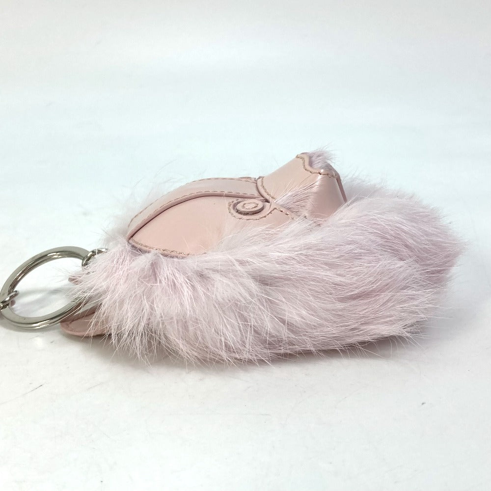 Dior Cookie Dog Animal Bag Charm Carabiner Keychain Leather Unisex Pink