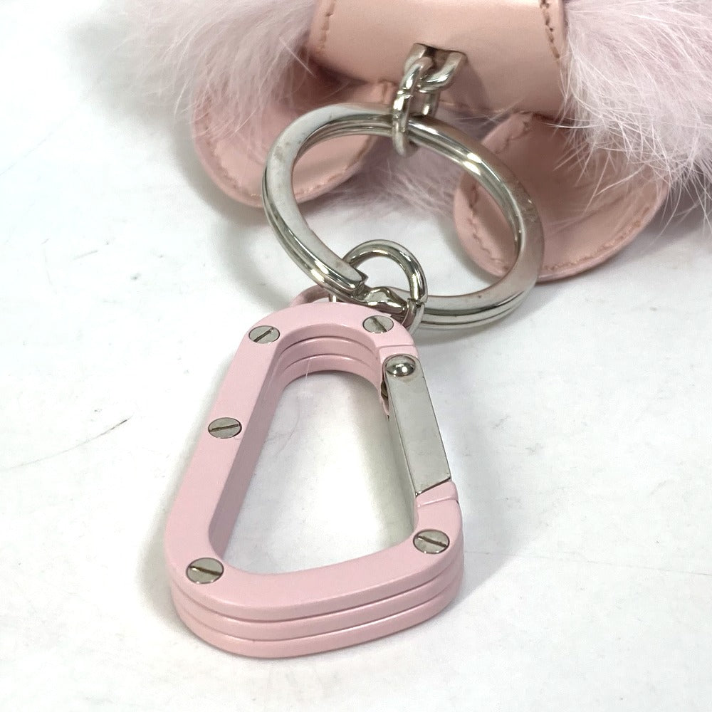 Dior Cookie Dog Animal Bag Charm Carabiner Keychain Leather Unisex Pink