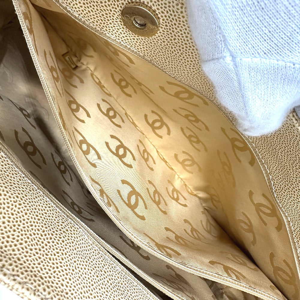 CHANEL Shoulder Bag, Coco Mark, CC Tote Bag, Caviar Skin, Women's, Beige