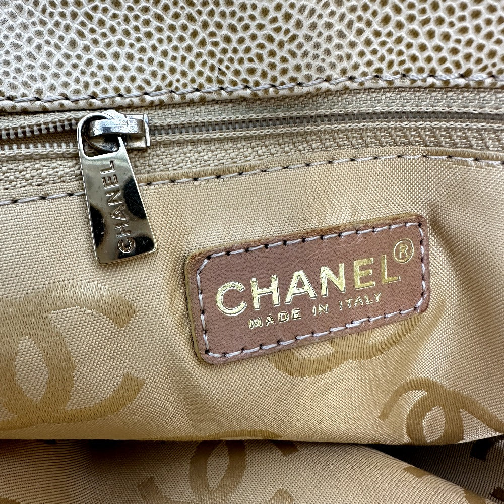 CHANEL Shoulder Bag, Coco Mark, CC Tote Bag, Caviar Skin, Women's, Beige