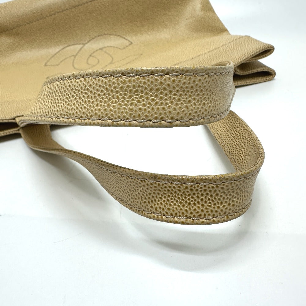 CHANEL Shoulder Bag, Coco Mark, CC Tote Bag, Caviar Skin, Women's, Beige