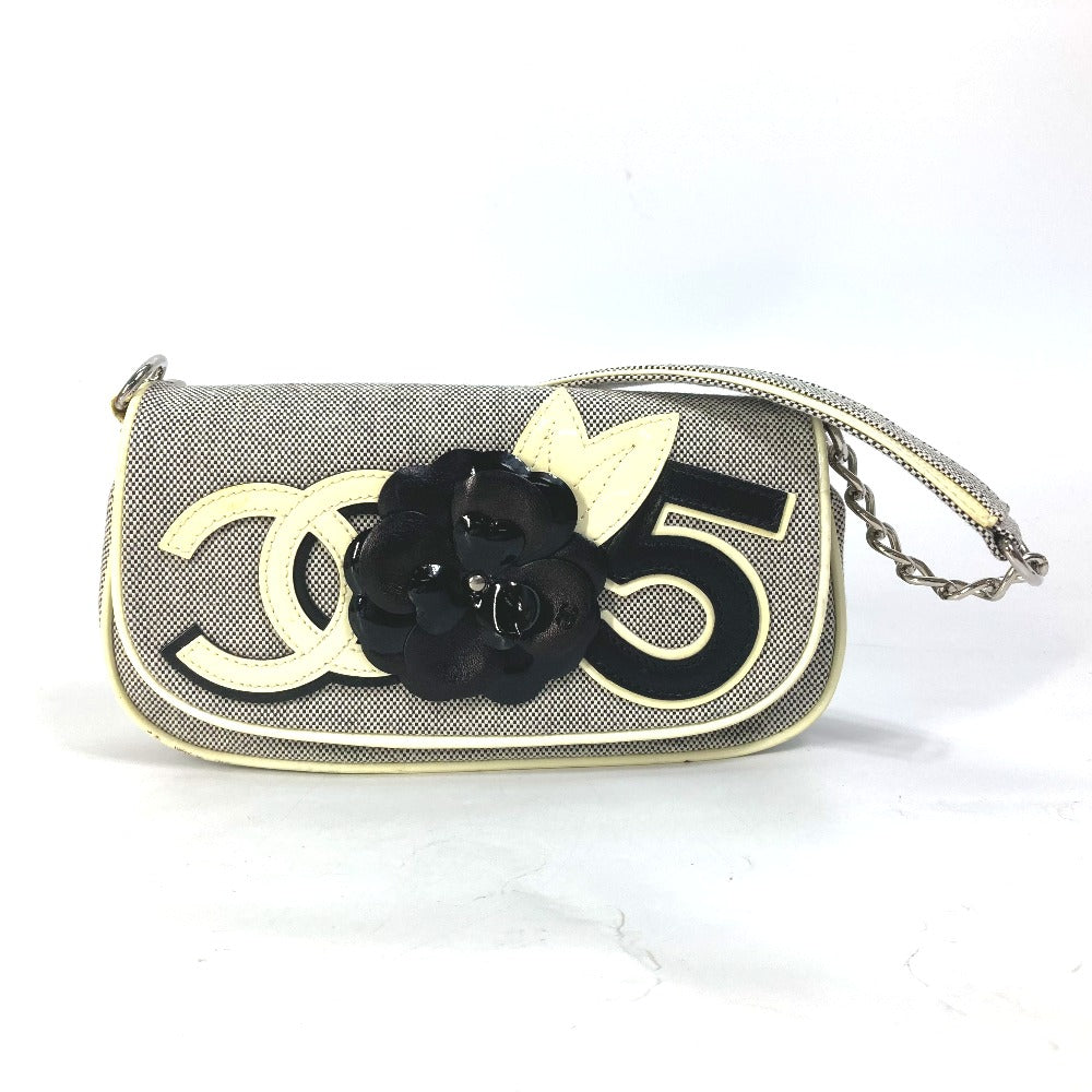 CHANEL No.5 CC Camellia Coco Mark Chain Shoulder Bag Canvas Women's Gray