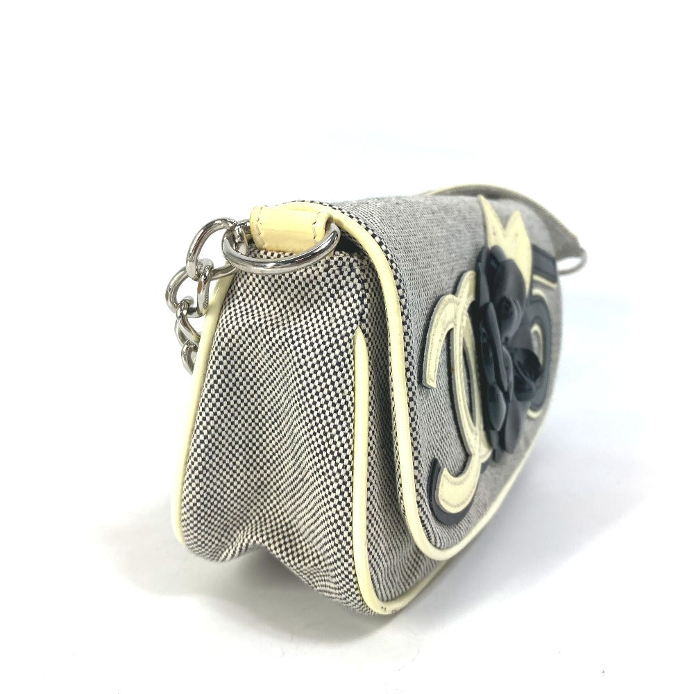 CHANEL No.5 CC Camellia Coco Mark Chain Shoulder Bag Canvas Women's Gray