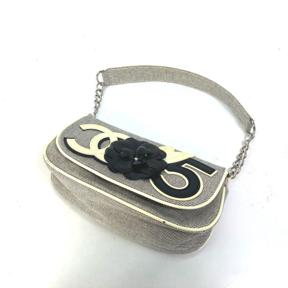 CHANEL No.5 CC Camellia Coco Mark Chain Shoulder Bag Canvas Women's Gray