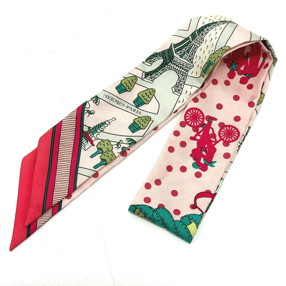 HERMES Twilly Silk Scarf for Women, Pink
