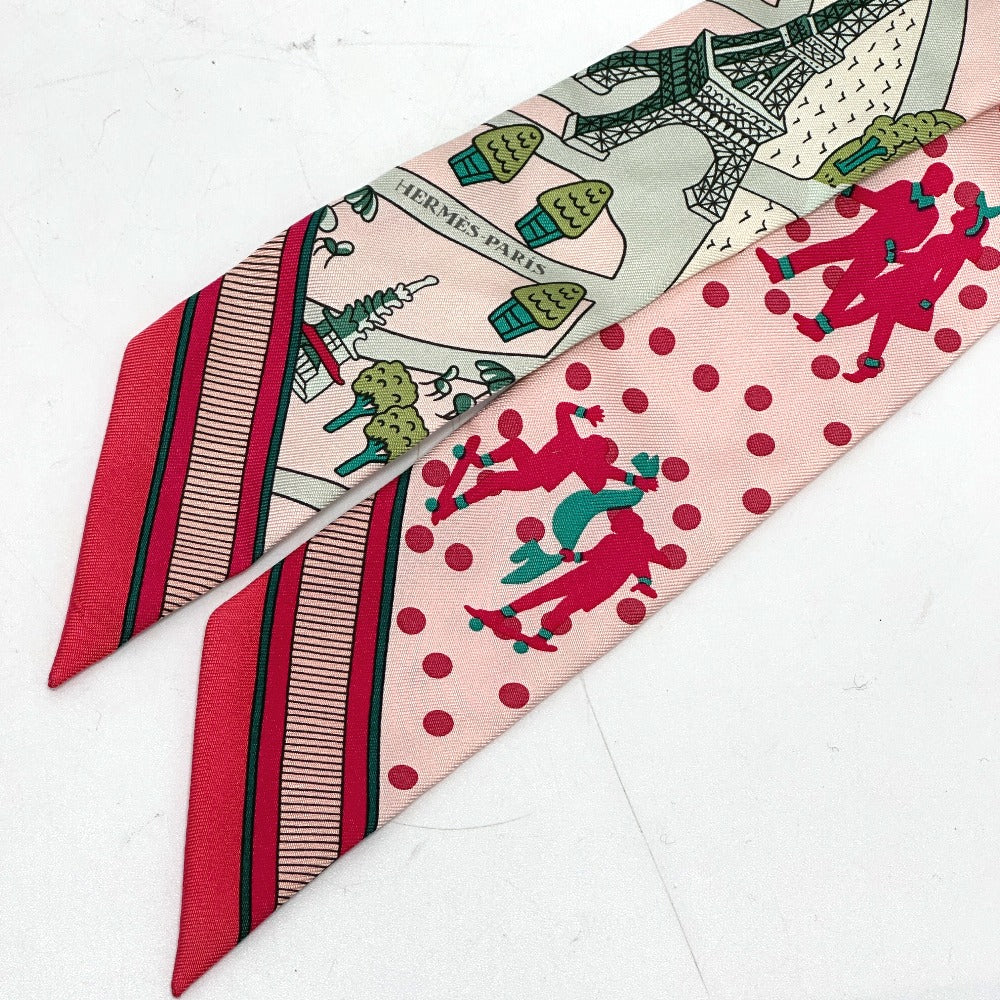 HERMES Twilly Silk Scarf for Women, Pink