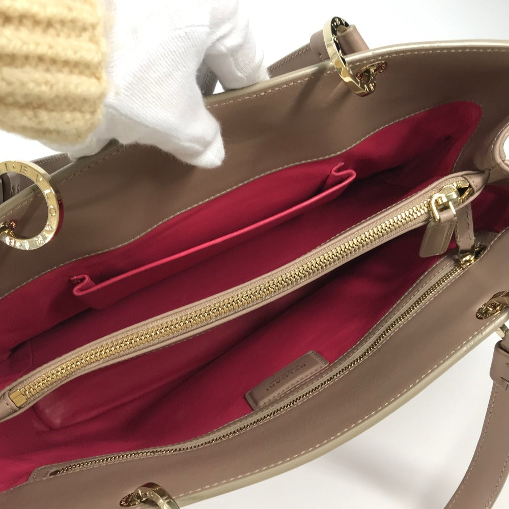 BVLGARI ブルガリブルガリ ロゴ トートバッグ 2WAYバッグ ハンドバッグ 肩掛け カバン ショルダーバッグ レザー レディース ピンクベージュ系 - brandshop-reference