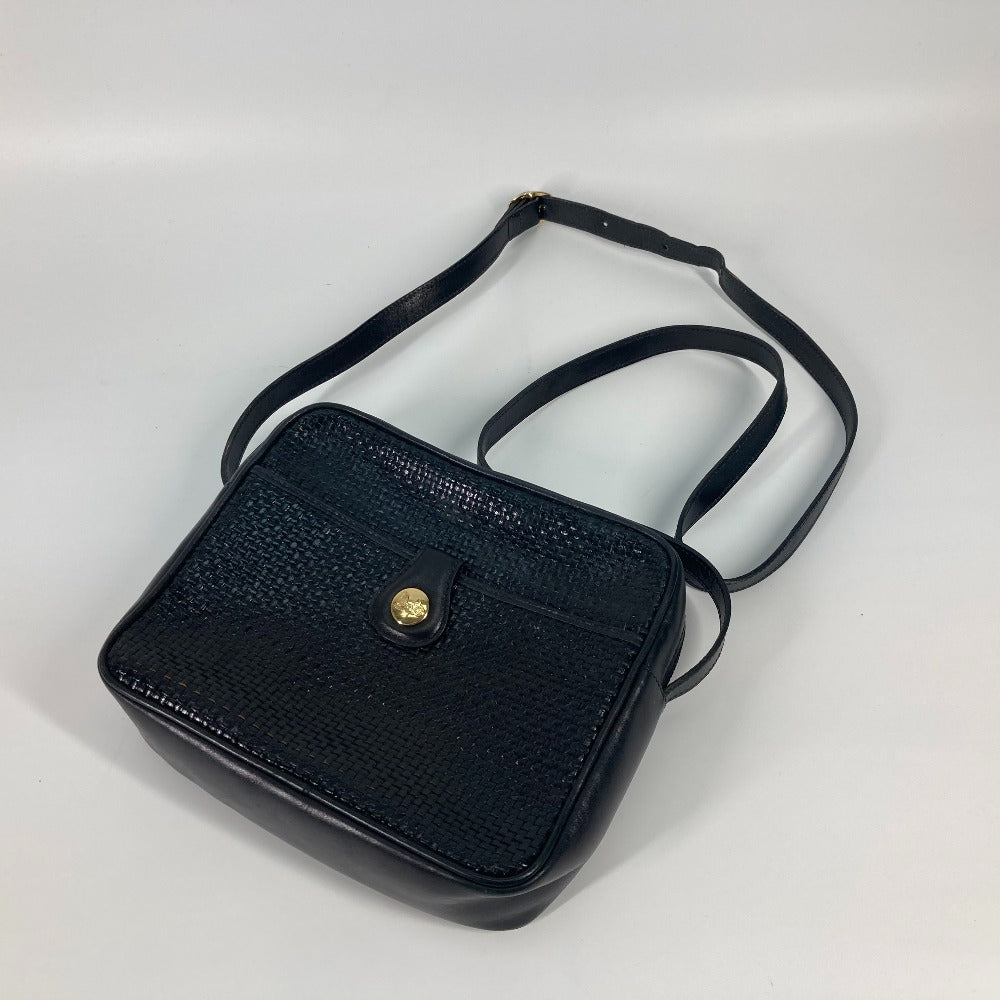 CELINE Vintage Carriage Hardware Crossbody Pochette Shoulder Bag in Black Leather for Women