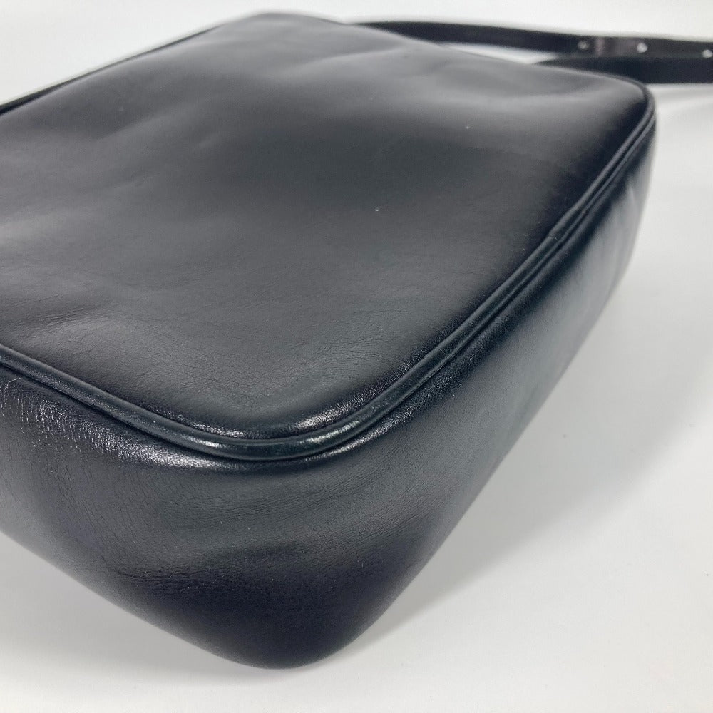 CELINE Vintage Carriage Hardware Crossbody Pochette Shoulder Bag in Black Leather for Women
