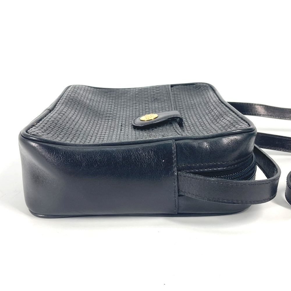 CELINE Vintage Carriage Hardware Crossbody Pochette Shoulder Bag in Black Leather for Women
