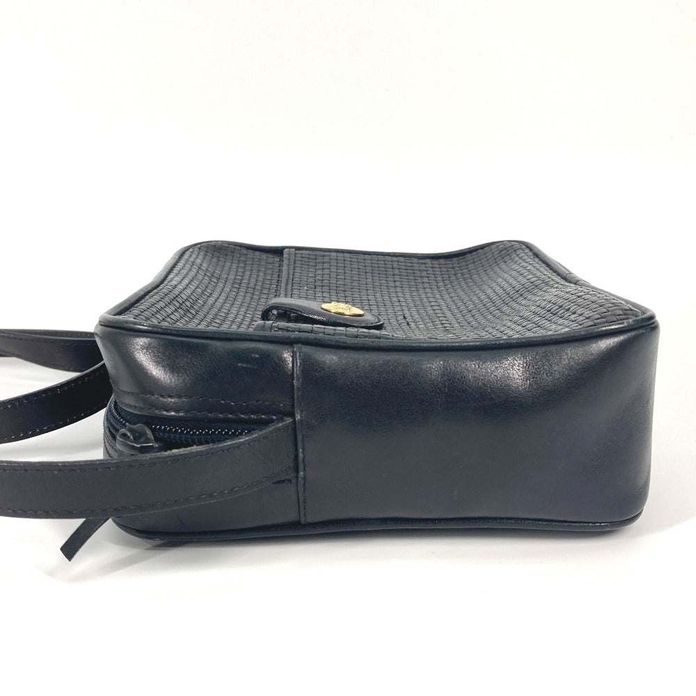 CELINE Vintage Carriage Hardware Crossbody Pochette Shoulder Bag in Black Leather for Women