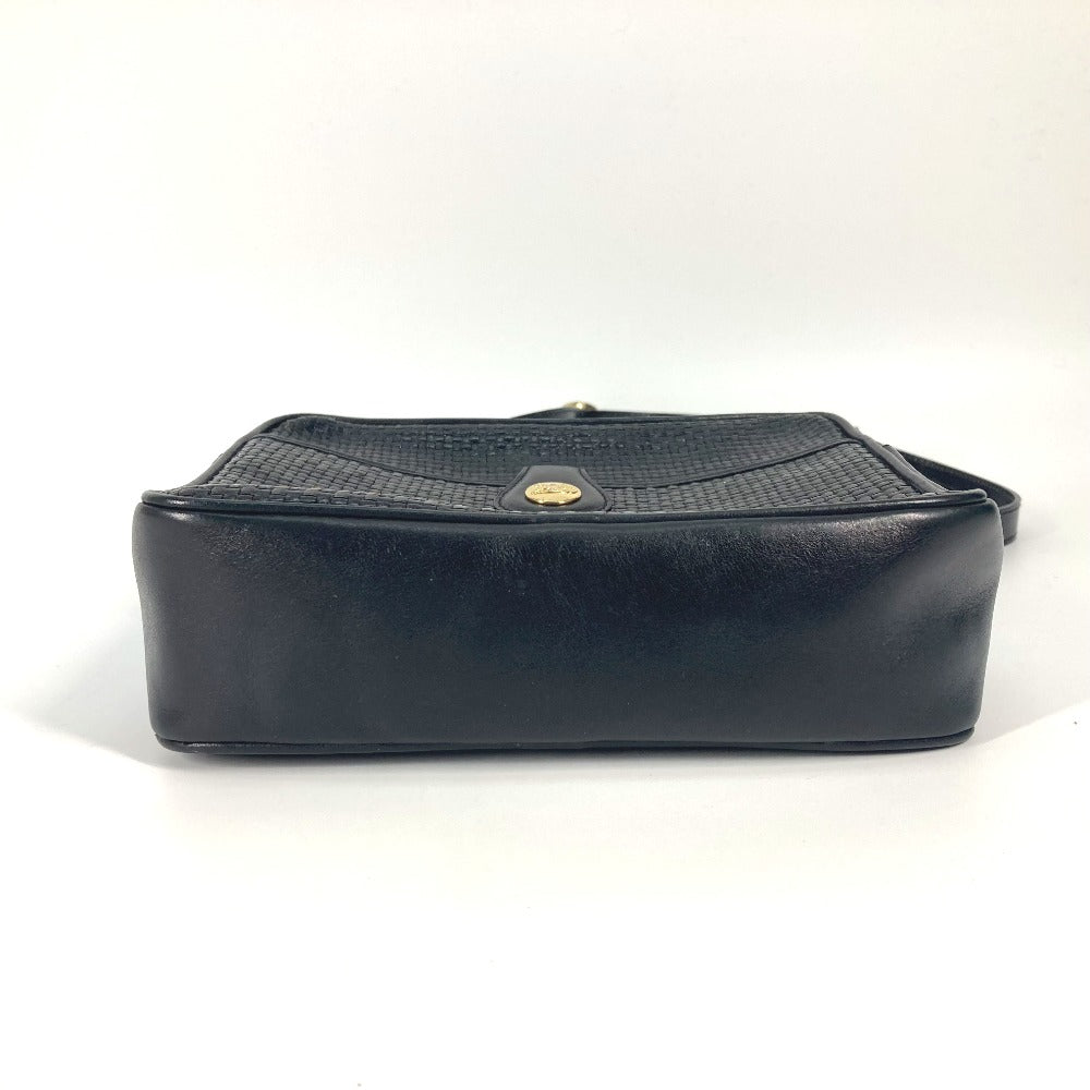 CELINE Vintage Carriage Hardware Crossbody Pochette Shoulder Bag in Black Leather for Women