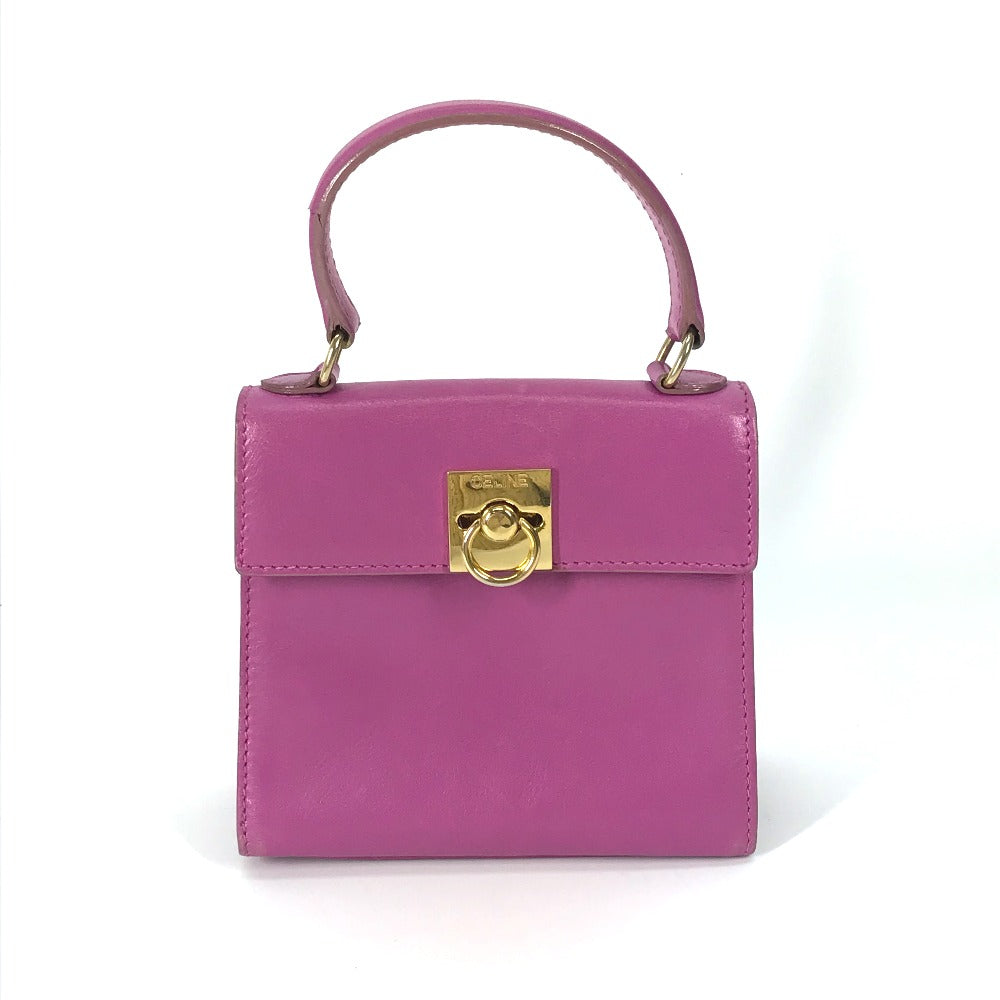 CELINE Mini Vintage Leather Handbag, Women's, Purple