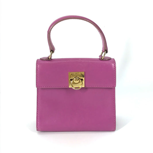 CELINE Mini Vintage Leather Handbag, Women's, Purple